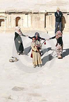 Jordanian man playing bagpipes