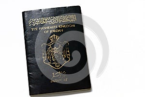 Jordanian passport Identity for citizens, Kingdom of Jordan Hashemite Passport with Jordan's coat of arms issued to citizens photo