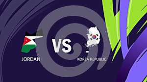 Jordanie And Korea Republic Match Flags Map Asian Nations 2023