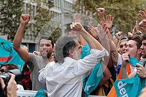 Jordi Cuixart during demostration for independence in Barcelona