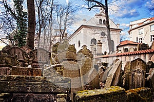 Josefov Prague. Old jewish cemetery in Prague