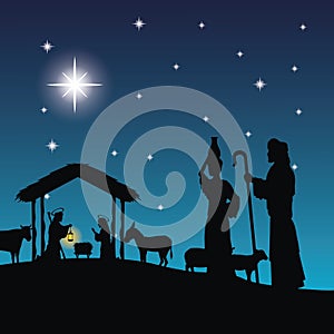 Joseph, maria and jesus icon. Merry Christmas design. Vector gra