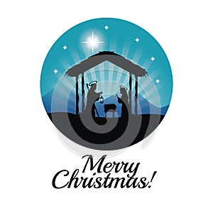 Joseph, maria and jesus icon. Merry Christmas design. Vector gra