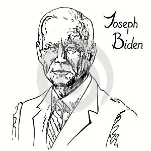 Joseph Robinette Biden Jr, the President of America. Ink drawing