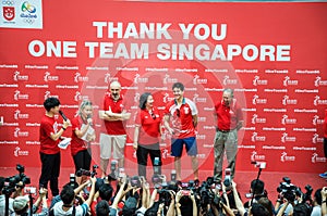 Joseph Schooling, the Singapore's first Olympic gold medalist, on his victory parade around Singapore. 18th August 2016