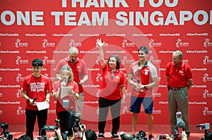 Joseph Schooling, the Singapore's first Olympic gold medalist, on his victory parade around Singapore. 18th August 2016