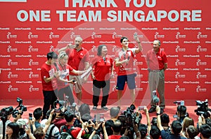 Joseph Schooling, the Singapore's first Olympic gold medalist, on his victory parade around Singapore. 18th August 2016