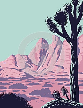Joshua Tree in the Remote and Rugged Desert Landscape of Gold Butte National Monument in Clark County Nevada WPA Poster Art