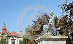 Josip Juraj Strossmayer bishop and benefactor monument at Strossmayer Square park in Zagreb photo