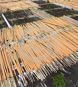 Joss sticks factory closeup