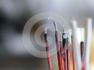 Joss sticks incense with ash