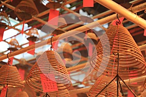 Joss Sticks Inside Buddhism Temple in Hong Kong