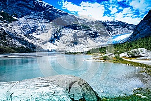 Jostedal glacier, Norway, Scandinavia - global warming concept photo