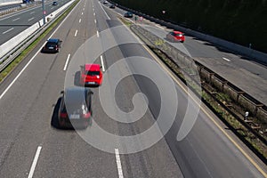 Jostling car running on a german autobahn