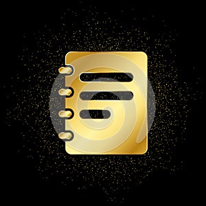 jotter, notebook gold icon. Vector illustration of golden particle background. isolated vector sign symbol - Education icon black