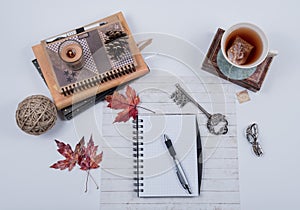 Journal Books, Candle, and Tea Scene