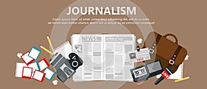 Journalism flat banner photo