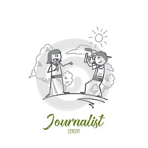 Journalist concept. Hand drawn isolated vector