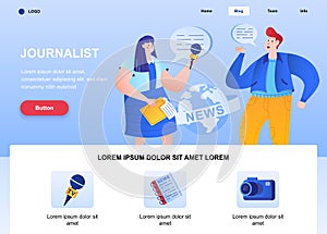 Journalist flat landing page design