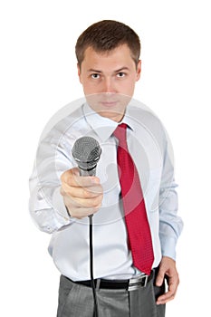 Journalist with microphone photo