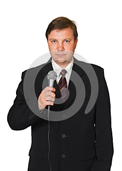 Journalist with microphone photo