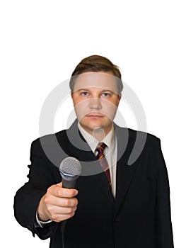 Journalist with microphone