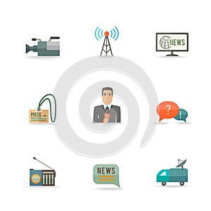 Journalist Reporter Icons Set