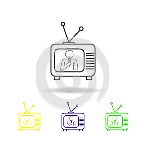 journalist on TV multicolored icons. Element of journalism for mobile concept and web apps illustration. Can be used for web, logo