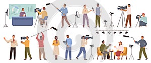 Journalists, cameramen or videographers interview