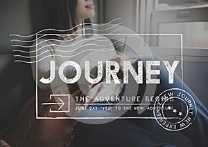 Journey Adventure Post Stamp Travel Concept