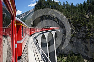 Journey through Albula Tunnel of Bergun Switzerland photo