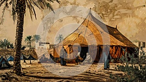 Nomadic Heritage: 16th Century Touareg Tent in Vibrant Canvas photo