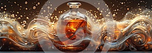 Journey into the depths of whisky\'s allure: a crystal carafe unveils its rich contents