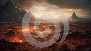 Mirage of a Burning City: A Cinematic Desert Journey with Unreal Engine and Megapixel Perfectio photo