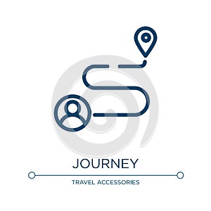 Journey icon. Linear vector illustration from travel collection. Outline journey icon vector. Thin line symbol for use on web and