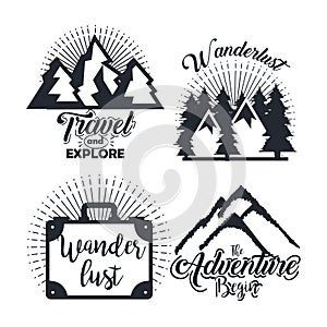 journey label set travel explore adventure symbol lettering