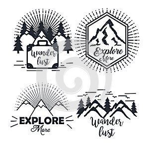 journey label set travel explore adventure symbol lettering