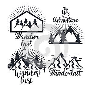 journey label set travel explore adventure symbol lettering