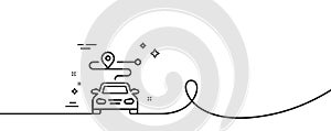 Journey line icon. Road path sign. Continuous line with curl. Vector