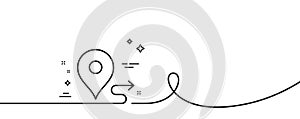 Journey line icon. Road path sign. Continuous line with curl. Vector