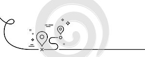 Journey line icon. Road path sign. Continuous line with curl. Vector