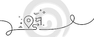 Journey line icon. Road path sign. Continuous line with curl. Vector