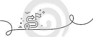 Journey line icon. Road path sign. Continuous line with curl. Vector