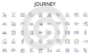 Journey line icons collection. Strategy, Leadership, Goals, Sales, Revenue, Targets, Teamwork vector and linear