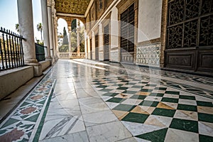 A Journey Through Sevilles Cobblestone Marble Streets Capturing the Minimalist Charm of Andalusian Architecture photo