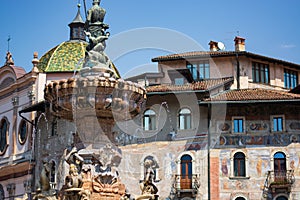 The fountain of Neptune in Piazza Duomo in Trento