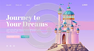 Journey to dream cartoon landing with pink castle