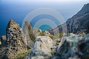 Journey to Mysterious part of majestic Karadag volcanic mountain range in Eastern Crimea, on a Black Sea shore