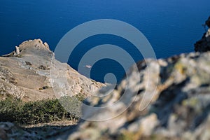 Journey to Mysterious part of majestic Karadag volcanic mountain range in Eastern Crimea, on a Black Sea shore