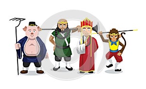 Journey to the west character set Vector Illustration